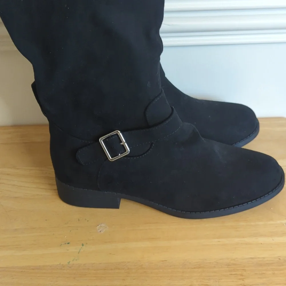 Sun‎ + Stone women's AnyaaWC Faux Leather Wide Calf Over The KneeBoots Size 7.5